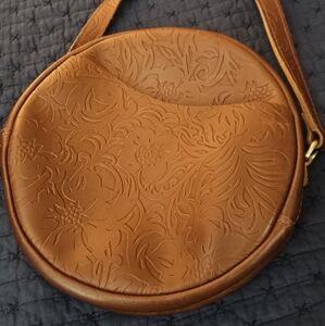 Portland Leather Tan Embossed Crossbody Bag